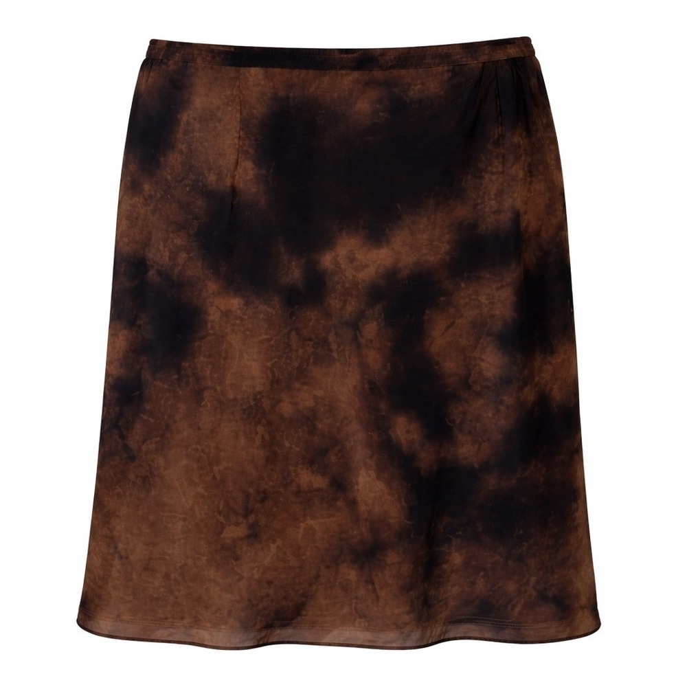 Vintage 90s Y2K Express Chocolate Brown Marbled TieDye Boho Knee Skirt Lagenlook